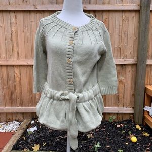 Ports 1961 Mint Green Cotton Cardigan Belted